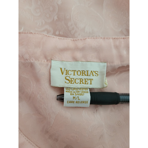 VTG Victoria’s Secret Gold Label Jacquard Satin Sleep Gown M/L Pink Romantic 90s - Picture 2 of 14